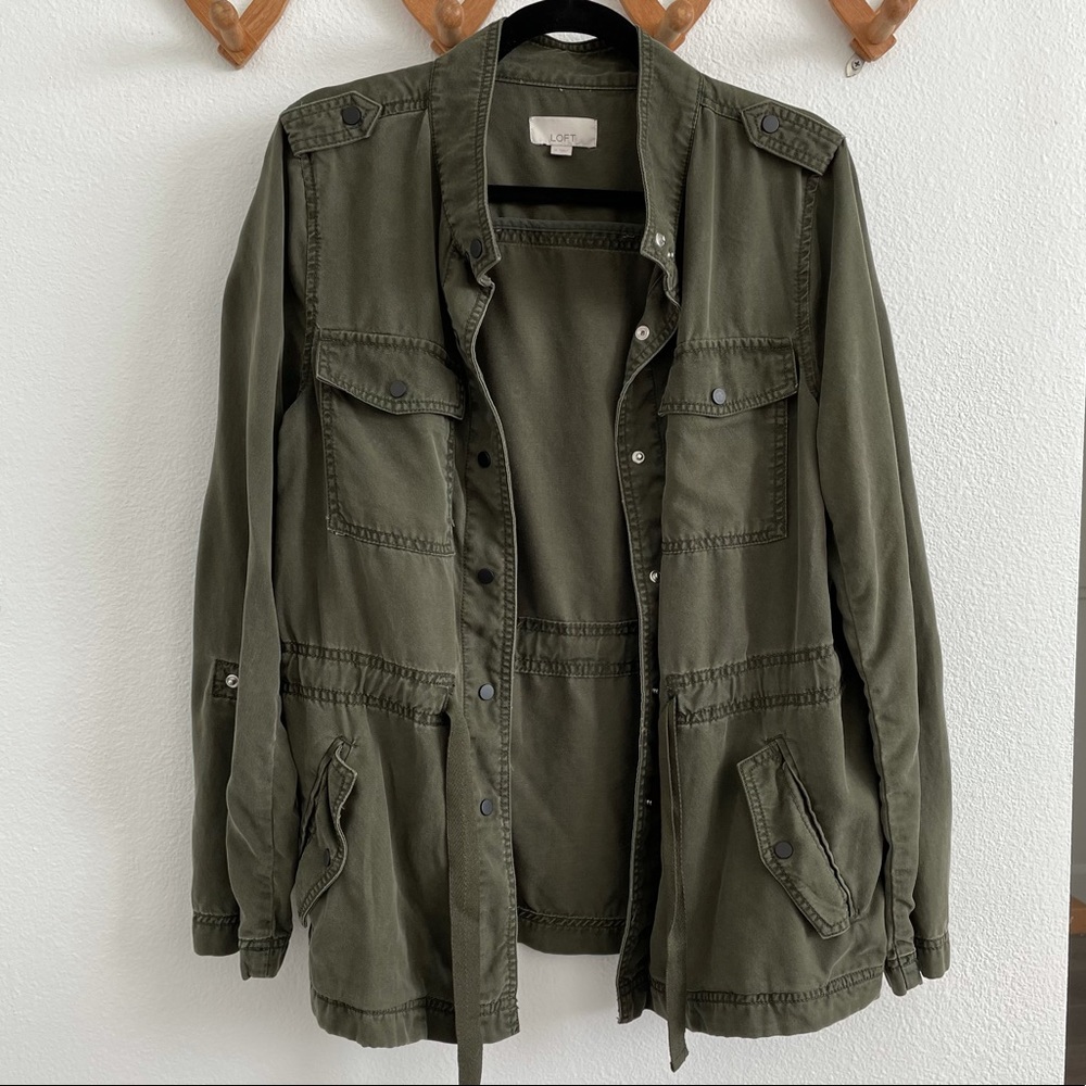 LOFT Button Up Drawstring Utility Jacket
